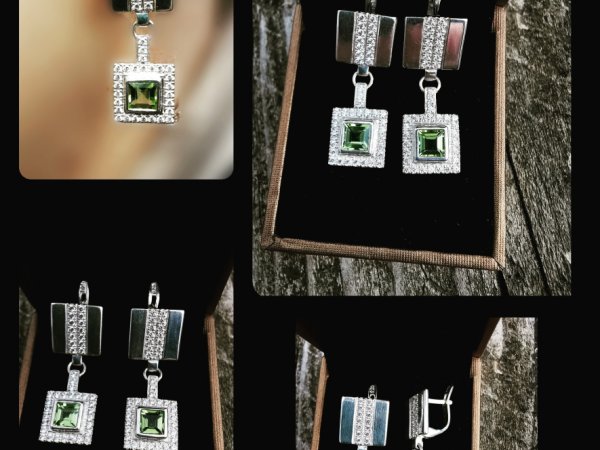 Auskarai su peridotais ir cirkoniais - Metal products