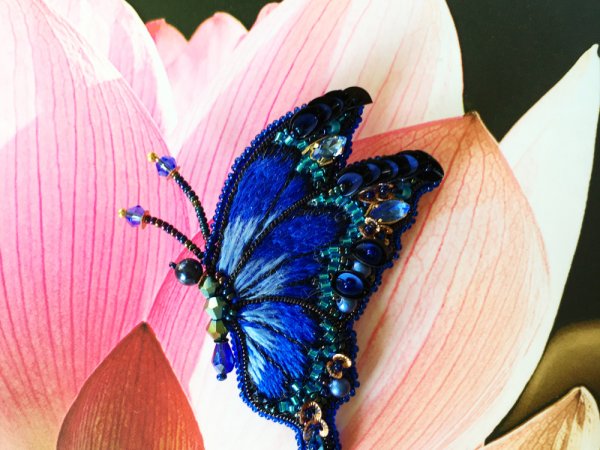 embroidered brooch butterfly - Brooches