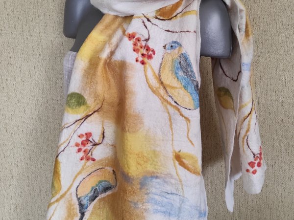 veltinio šalikas " Zylių ruduo" - Scarves & shawls