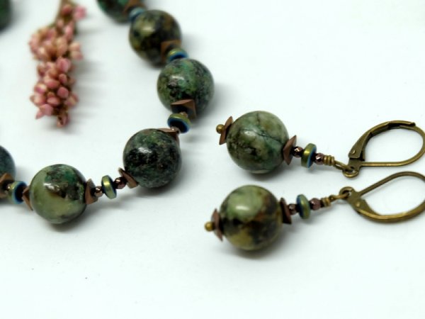 Natural African Turquoise Necklace and Earrings 3