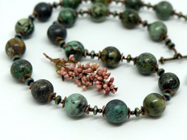 Natural African Turquoise Necklace and Earrings 2