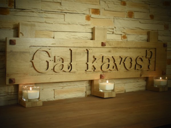 The signboard "Gal kavos?" - For interior