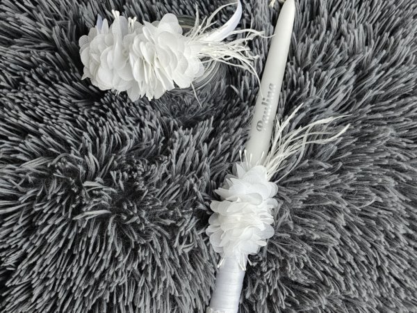 Krikšto žvakė, rožančius "Balta" - Accessory