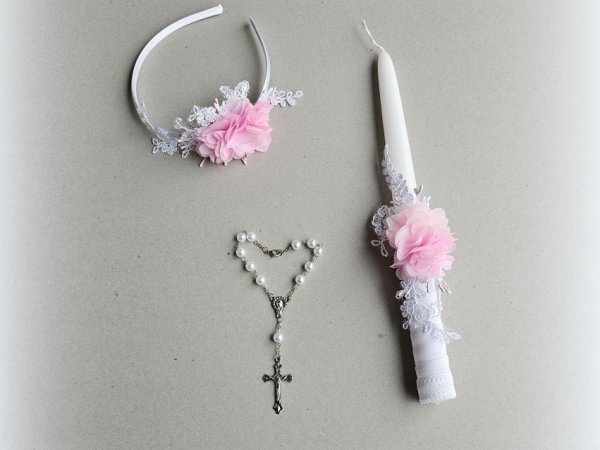 Krikšto žvakė, rožančius, galvajuoste krikštynoms - Accessory