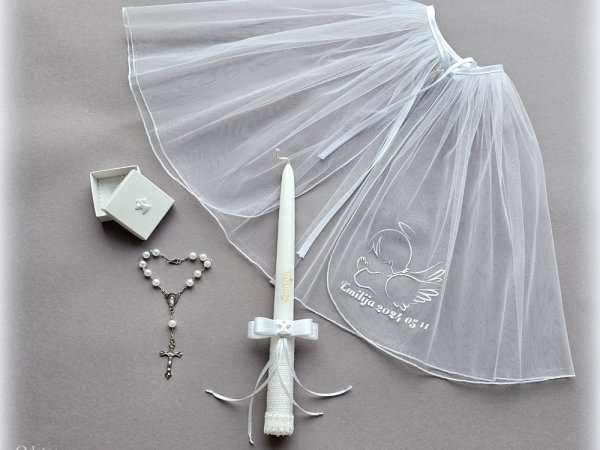 Krikšto žvakė, krikštynų skraistė su vardu - Accessory