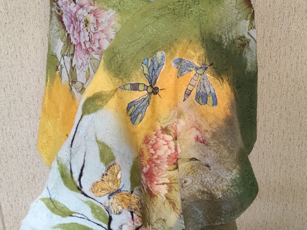 veltas šalikas " Vasara su drugeliais" - Scarves & shawls