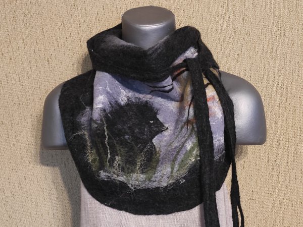 veltas šalikas- baktusas "Ežiukas rūke" - Scarves & shawls