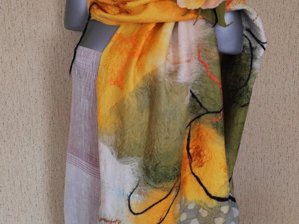 veltinio šalis su sage pavasario spalvų - Scarves & shawls
