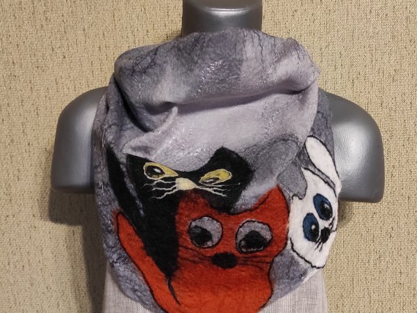 veltas šalikas"katinukai" - Scarves & shawls
