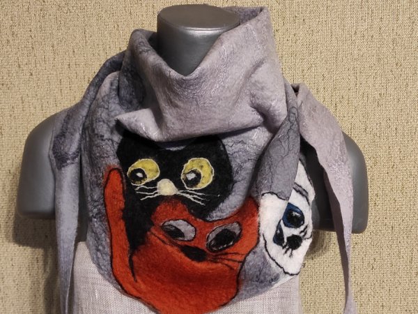 veltas šalikas"katinukai" 3