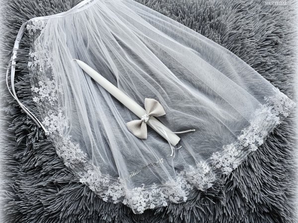 Prabangi krikštynų skraistė su krikštynų žvake 3