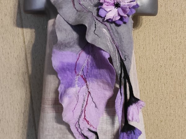 veltas šalikas su sage pilkų/ alyvinių spalvų - Scarves & shawls