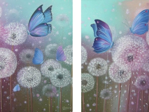 "Blue Butterflies" 50x100  - Oil painting