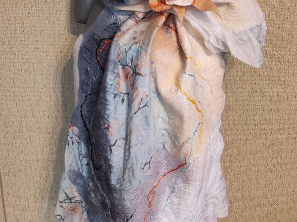 veltinio šalikas su sage "Pavasarėjanti gamta" - Scarves & shawls