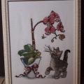 Painting "Orchid and Cat" - Needlework - sewing