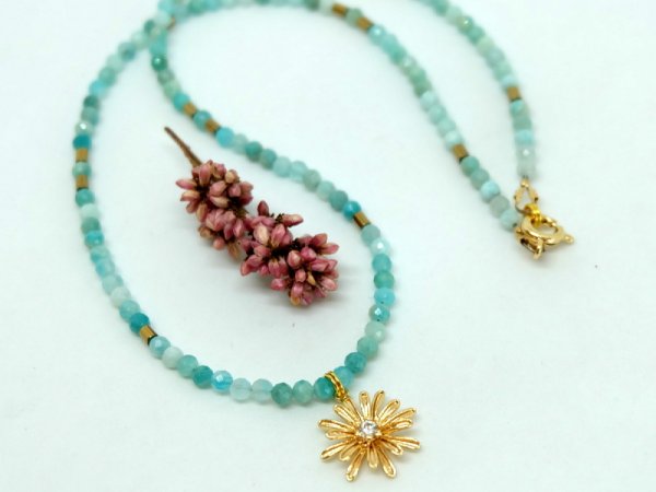 Minimalist amazonite necklace with pendant - Necklace