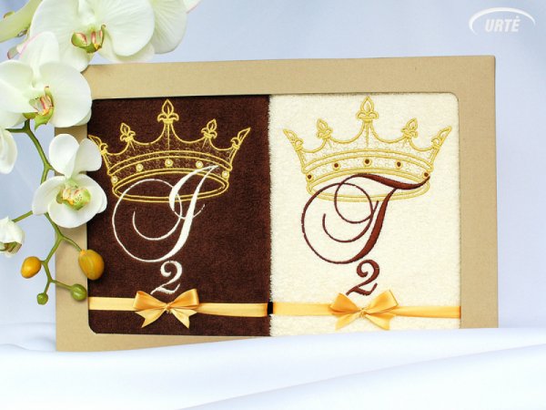 Dovana medvilninių vestuvių proga - medvilninių rankšluosčių komplektas JAI ir JAM - Needlework