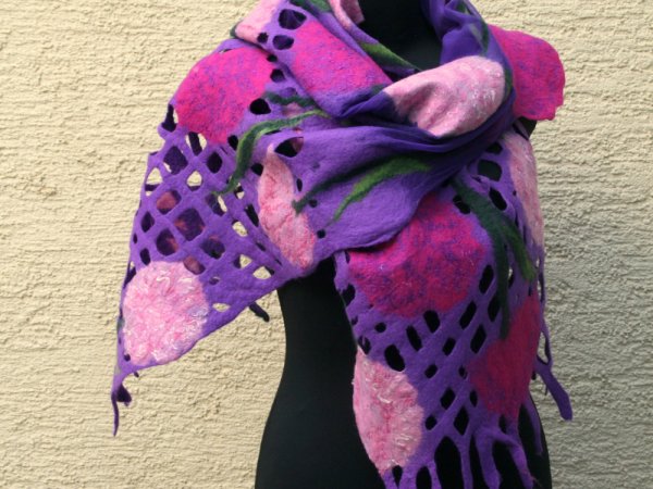 Veltas  šalikas ,, VIOLETINĖ  SVAJONĖ,, - Scarves & shawls