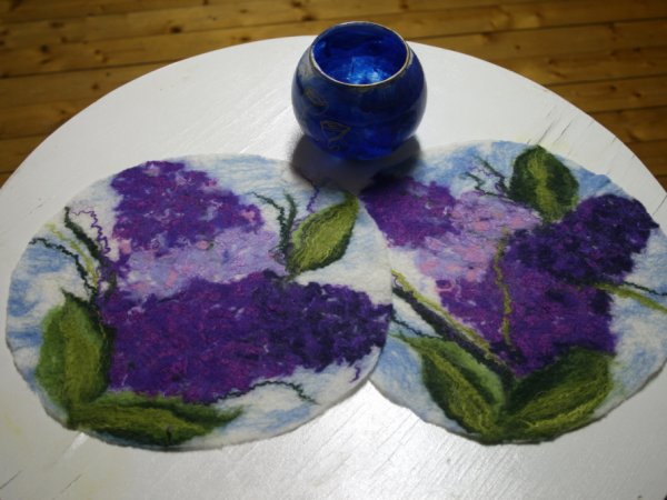 Table Mat and two Table-Napkins ,,LILAC,, 2