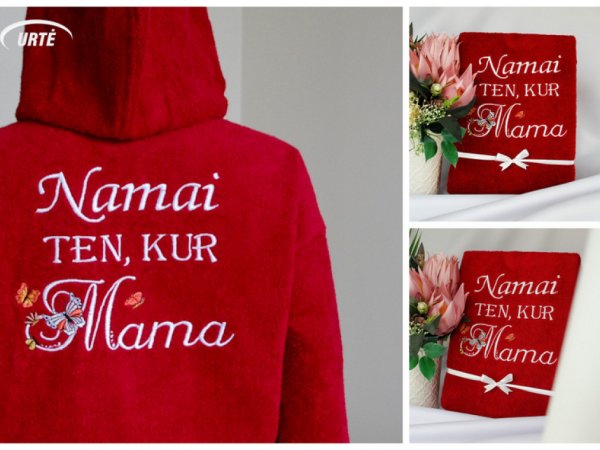 Namai ten, kur MAMA - siuvinėtas chalatas 3