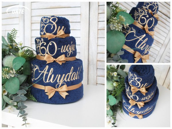 Mėlynas tortas iš rankšluosčių - Jubiliejaus proga! 3