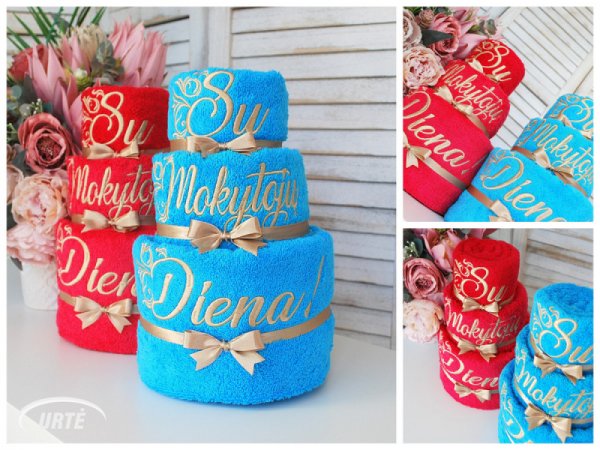 Tortas iš rankšluosčių "Su Mokytojų Diena" 3