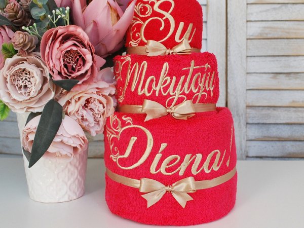 Tortas iš rankšluosčių "Su Mokytojų Diena" - Needlework