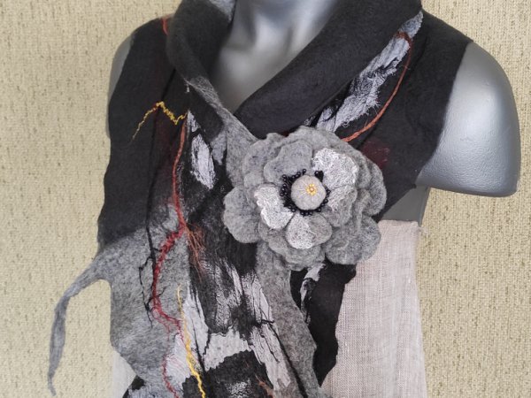 Veltas šalikas su sage " Žavingas pilkumas" - Scarves & shawls