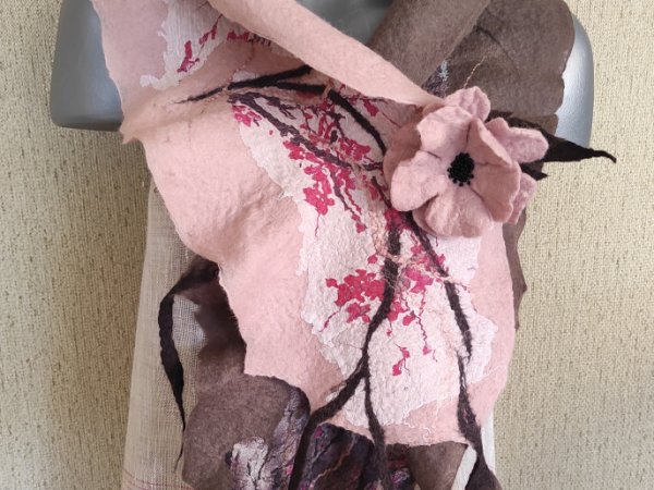 Veltinio šalikas pelenų rožės ir balintos kavos spalvų - Accessories