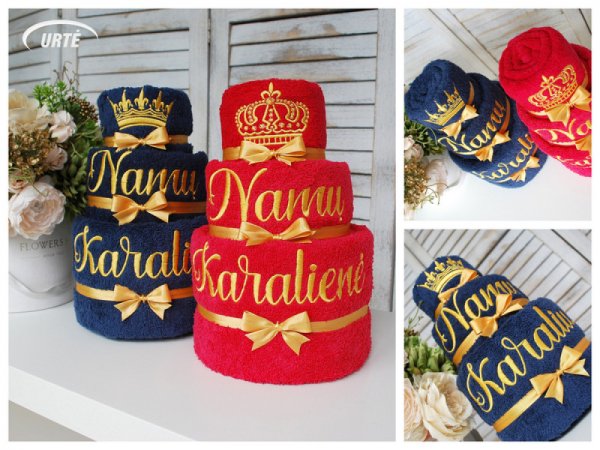 Tortas iš rankšluosčių namų karalienei ir karaliui - Needlework