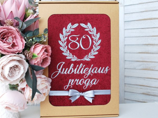 Dovana 80 jubiliejaus proga - siuvinėtas rankšluostis - - Needlework