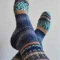 Handmade knitted woolen pattern socks. - Socks - knitwork