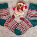 Handmade knitted woolen pattern socks. 75% wool, 25% polyamide, . Strong, warm, soft, durable... 100 gr - 420m ( thin ). - Socks - knitwork