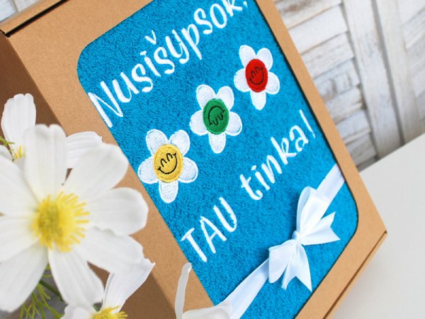 Nusišypsok, TAU tinka! Siuvinėtas rankšluostis - Needlework