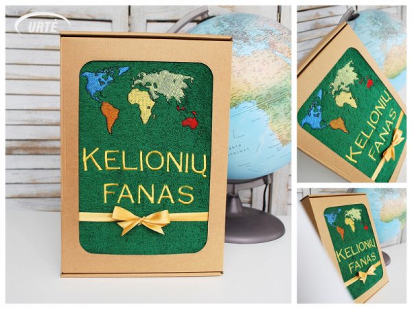 Dovana keliautojui - siuvinėtas rankšluostis - Kelionių fanas 3