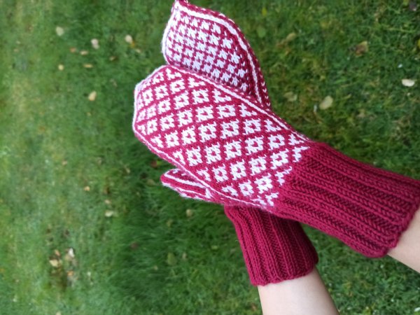 Raštuotos raudonos pirštinės - Gloves & mittens