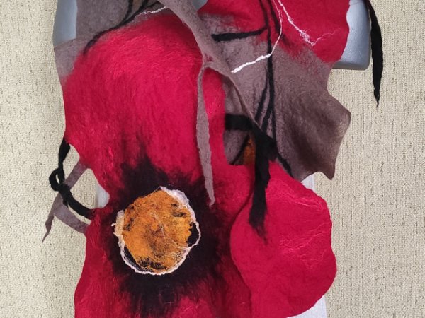Puošnus veltinio šalikas su didele aguona - Scarves & shawls