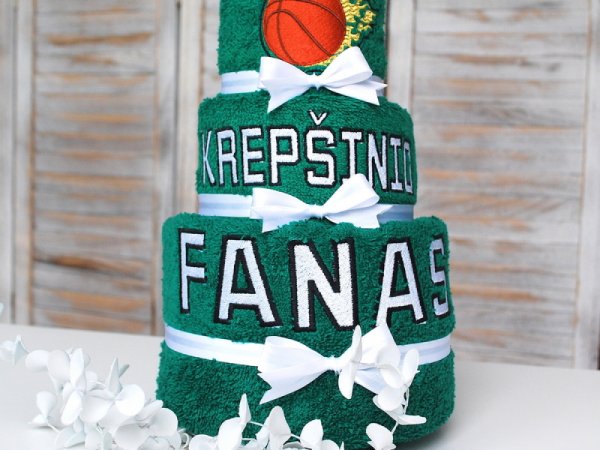 Žalia - Balta!!! Tortas iš rankšluosčių - Krepšinio fanui - Needlework