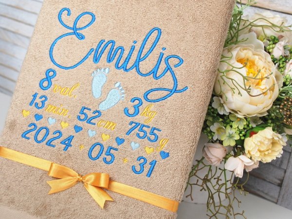 Gimimo metrikas - siuvinėtas rankšluostis - Needlework