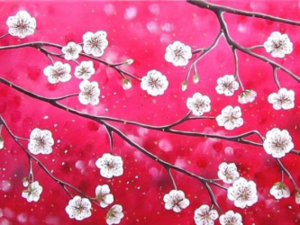 Vyšnių žiedai 114x28, aliejus/drobė_130 eur - Oil painting