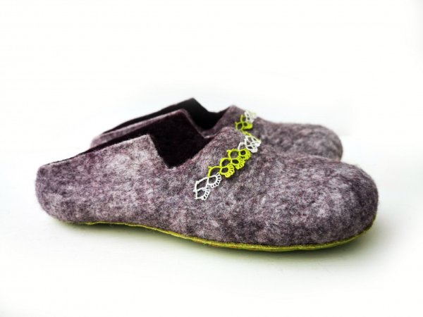 40 d. veltos šlepetės Baklažanas1 - Shoes & slippers
