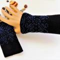 Hand-knitted black wristbands with beads - Wristlets - knitwork