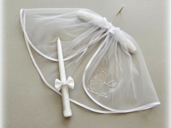Krikštynoms: krikštynų skraistė ir krikštynų žvakė "Balta" - Other clothing