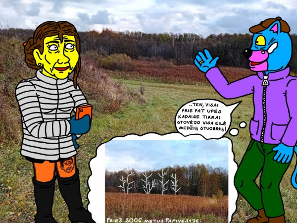 Archeologė Luna Dragonienė su nyciečiu Batuotu nuvyko prie pat Senojo piliakalnio pasidairyti - Computer graphics