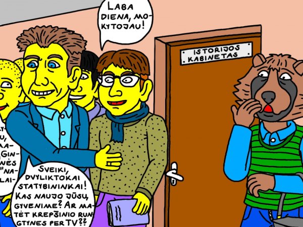 Ingridos nekenčiamas mokinys Usūrinis ir klasiokai prieš pamoką susitinka istorijos mokytoją Aurymą - Computer graphics