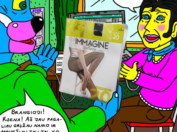 Ksenai Katinienei vyras Batuotas mieste nupirko ir namo parvežė naujas pėdkelnes - Computer graphics