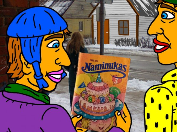 Miesto autobusų stotelėje naujojo "Naminuko" numerio vartymas, prieš pat važiuojant namo - Computer graphics