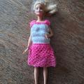 White and pink dress for Barbie doll, handmade - Dolls & toys - needlework