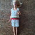 White tricolor dress for Barbie doll, handmade - Dolls & toys - needlework