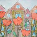 Painting "City. Blooming" - Watercolor - drawing
